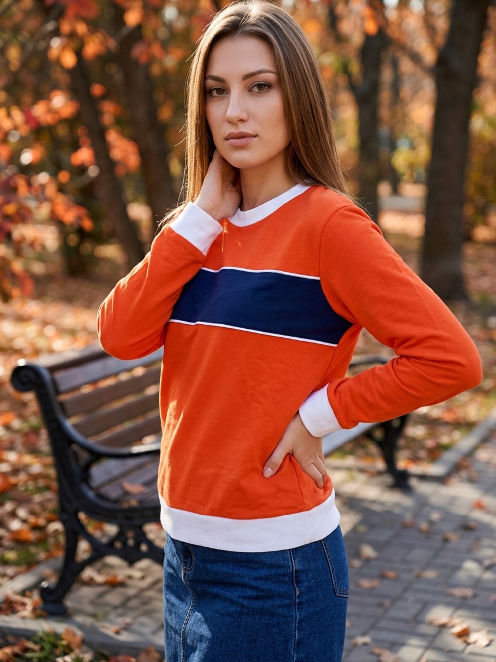 Crewneck  Lightweight Sweatshirt in Orange and Blue Collegiate Gators Knicks
